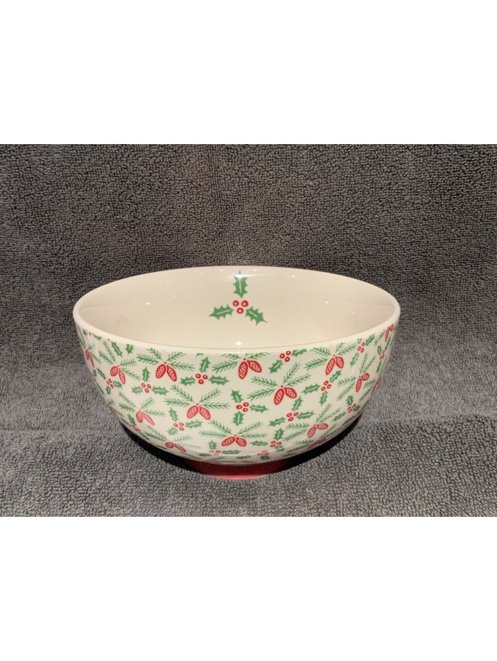 Creative Co-Op by Lori Siebert Footed Holiday Bowl with Pine Cones+Holly Design